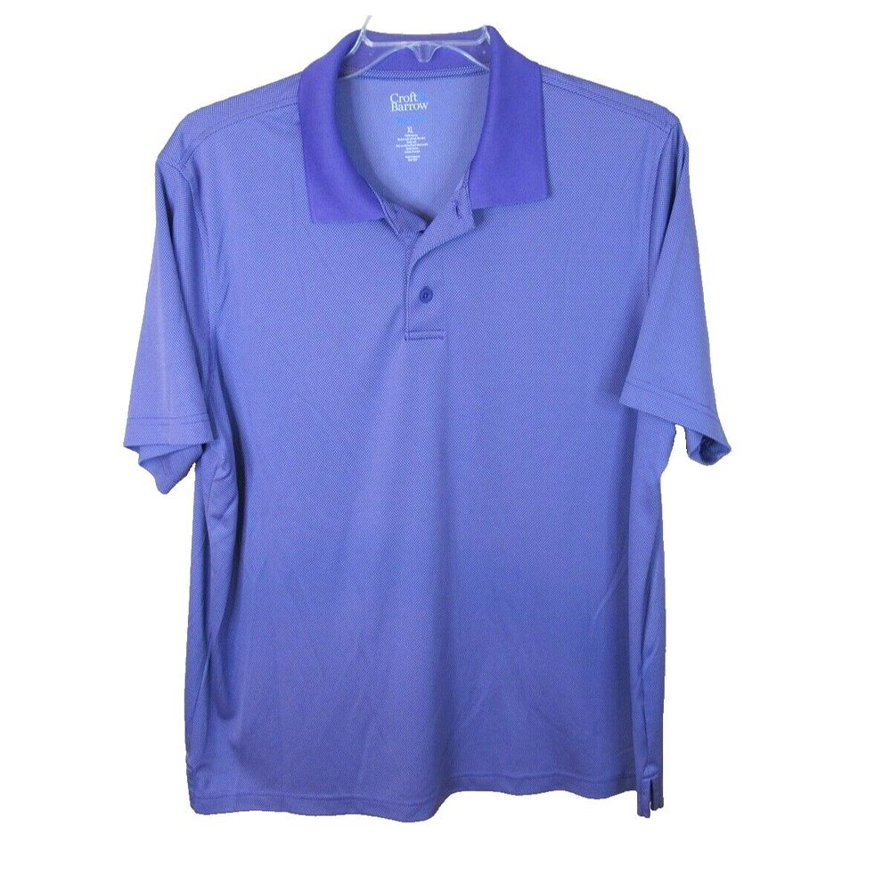 Croft & Barrow‎ Quick Dry Men's Short Sleeve Polo Shirt Purple XL Polka Dot